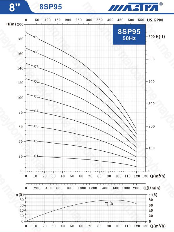 Catalog máy bơm hỏa tiễn Mastra 8SP95-7